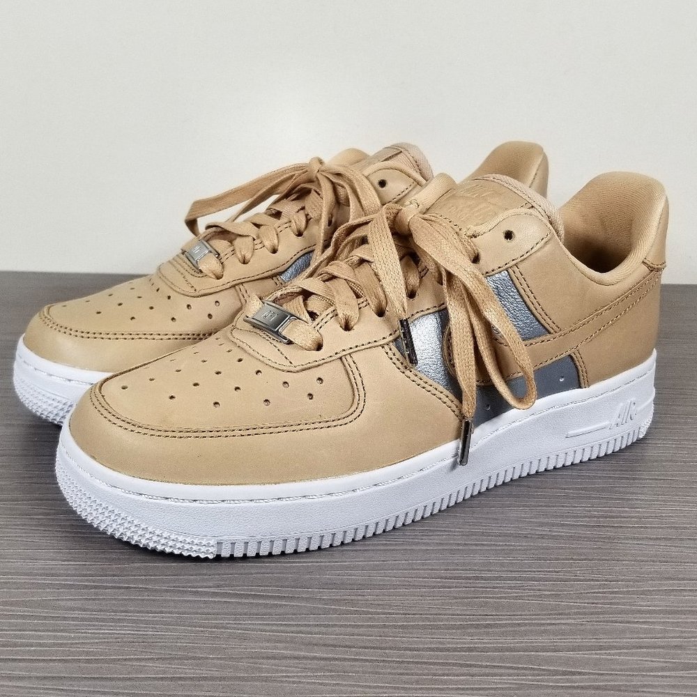 Nike Air Force 1 '07 SE Low Top Beige/Metallic Silver Women's Size 6.5 US / 37.5